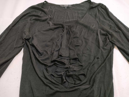 GUCCI Ruffle Knit Top in Black with Silver Hardware