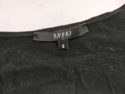 GUCCI Ruffle Knit Top in Black with Silver Hardware