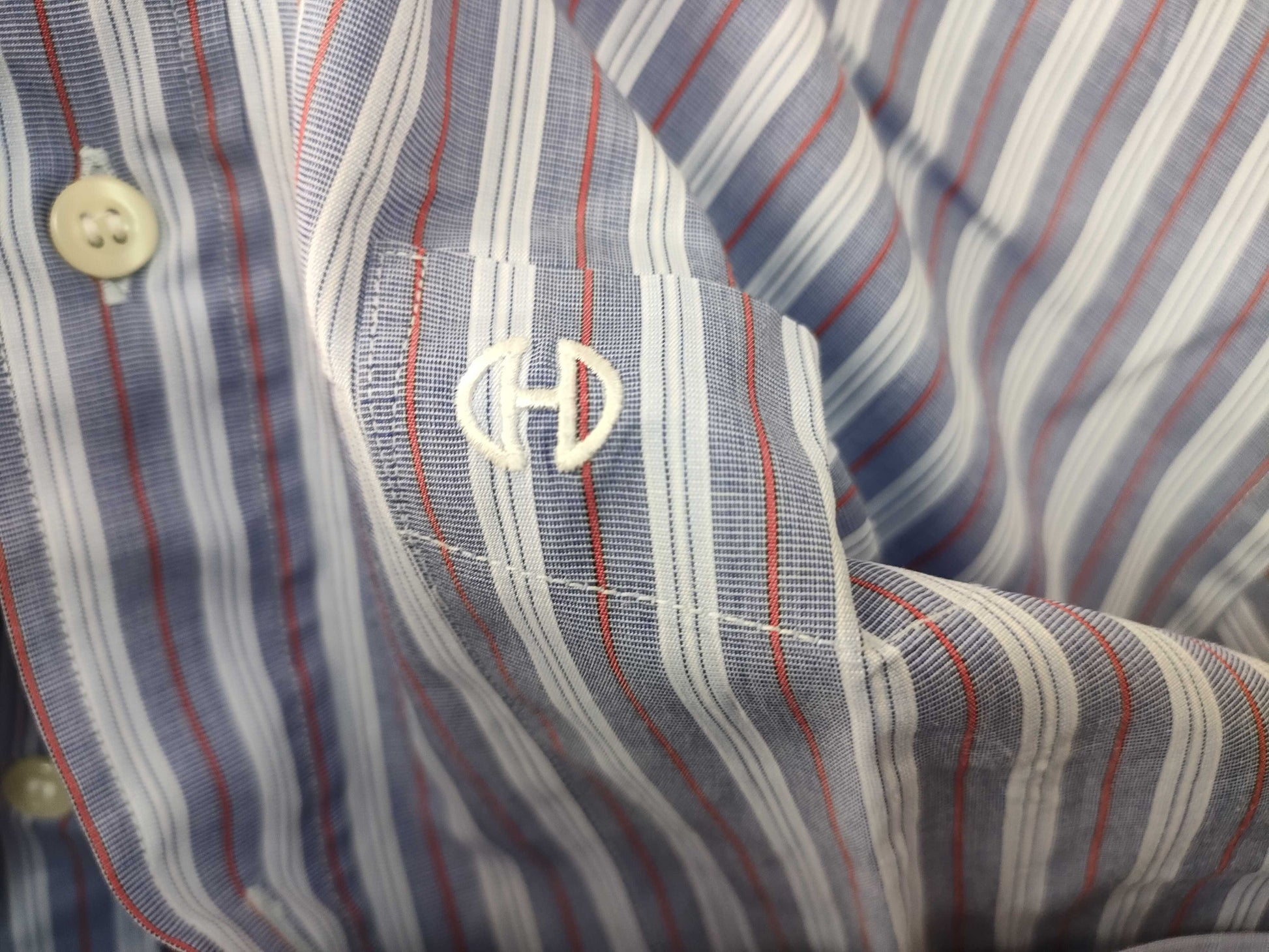 CELINE CELINE Logo Embroidered Striped Shirt Top