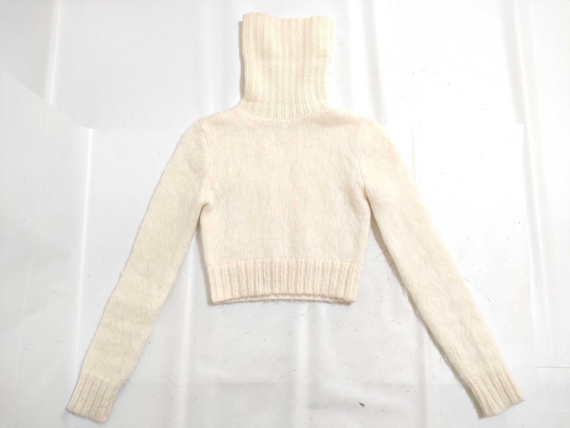 SAINT LAURENT PARIS Mohair Wool Cropped Knit Top