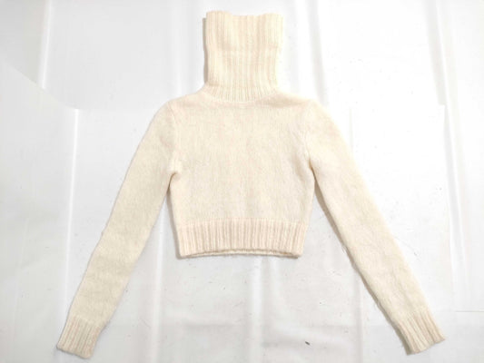 SAINT LAURENT PARIS Mohair Wool Cropped Knit Top