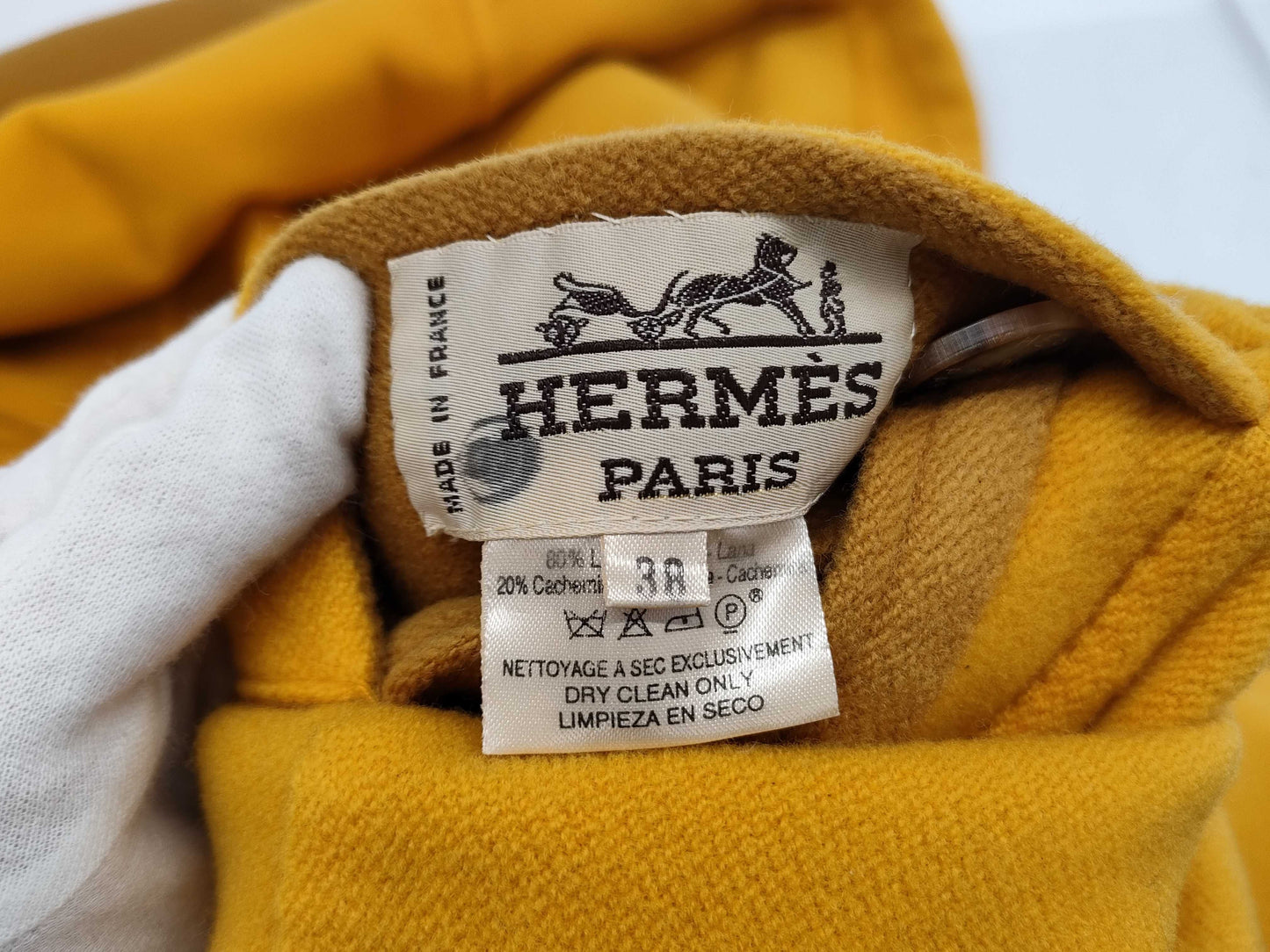 HERMES Reversible Double Face Cashmere Coat Long Cashmere Orange Yellow Coat