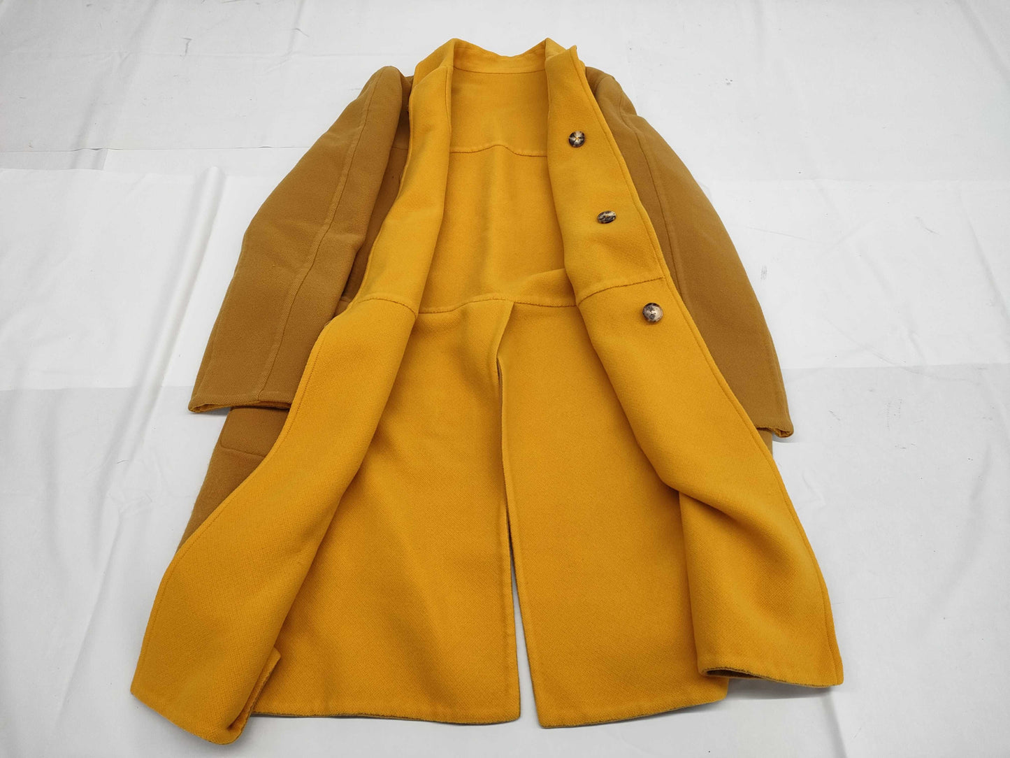 HERMES Reversible Double Face Cashmere Coat Long Cashmere Orange Yellow Coat