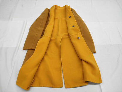 HERMES Reversible Double Face Cashmere Coat Long Cashmere Orange Yellow Coat