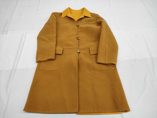 HERMES Reversible Double Face Cashmere Coat Long Cashmere Orange Yellow Coat