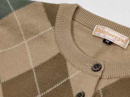 BURBERRY Argyle Knit Cardigan Cardigan