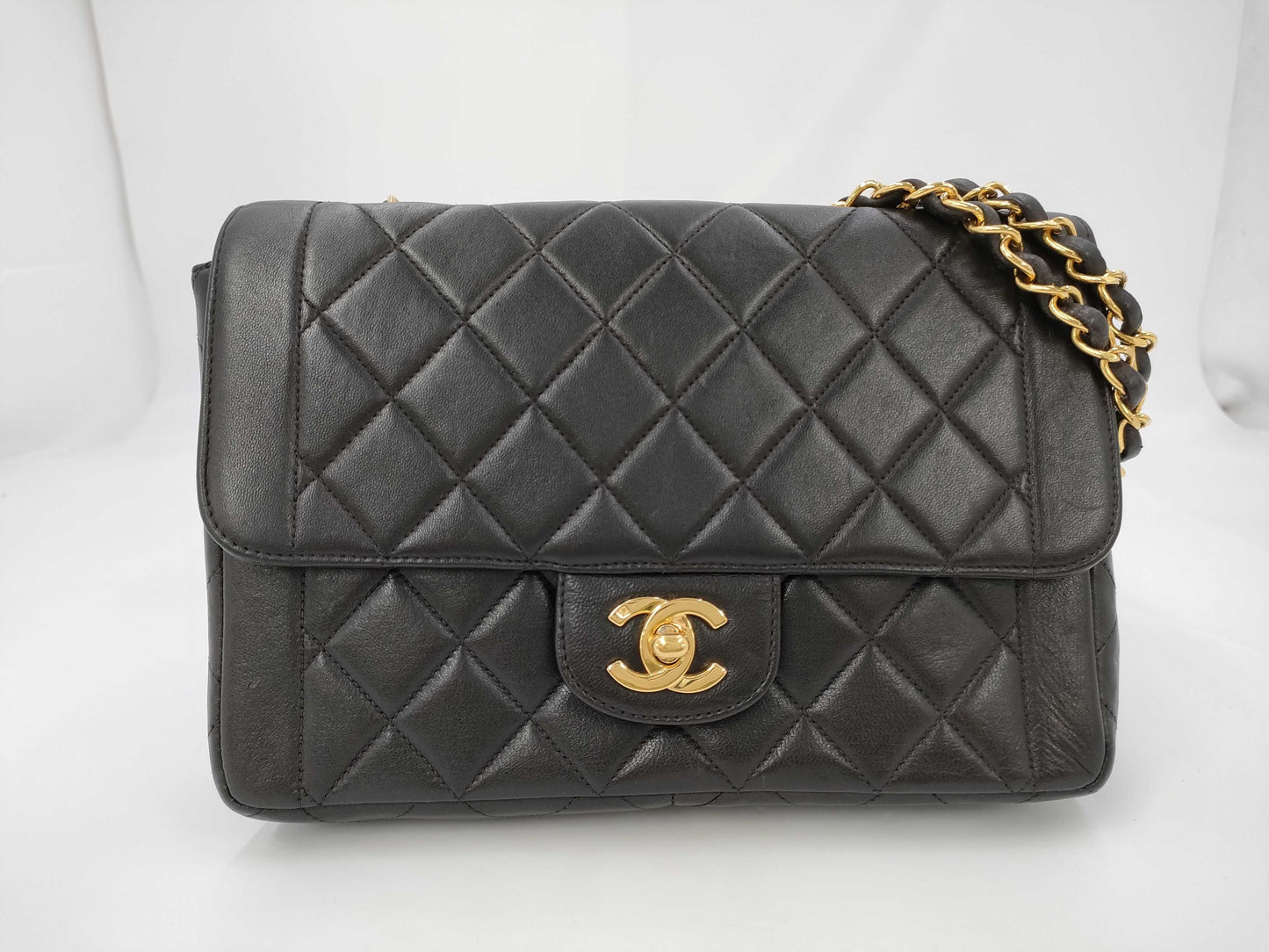 CHANEL Lambskin Matlasse Black Shoulder Bag