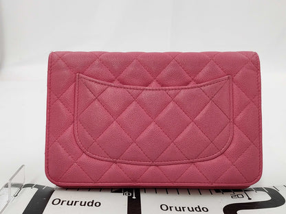 CHANEL Caviar Skin Chain Wallet Shoulder Bag