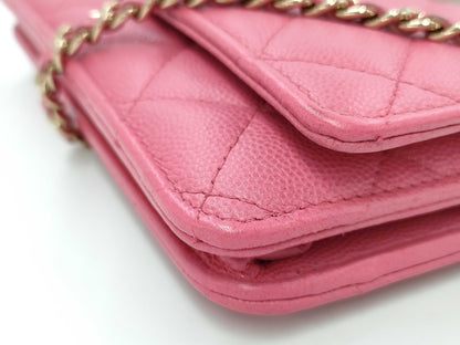 CHANEL Caviar Skin Chain Wallet Shoulder Bag