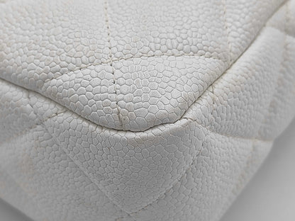 CHANEL Caviar Skin White Shoulder Bag