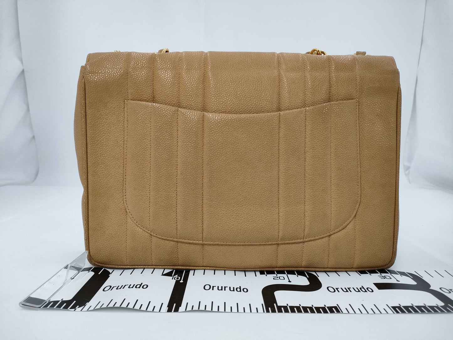 CHANEL Caviar Skin Mademoiselle Beige Shoulder Bag