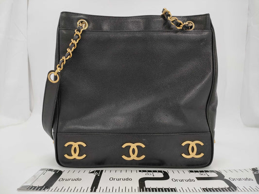 CHANEL Caviar Skin Triple Coco Shoulder Bag with Seal 2nd Generation Shoulder Bag