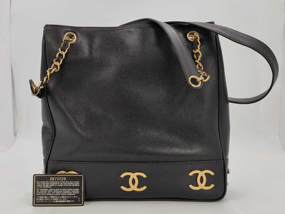 CHANEL Caviar Skin Triple Coco Shoulder Bag with Seal 2nd Generation Shoulder Bag