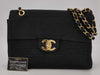 CHANEL Deca Matelasse Black Denim Canvas Chain Shoulder Bag with Seal, #1