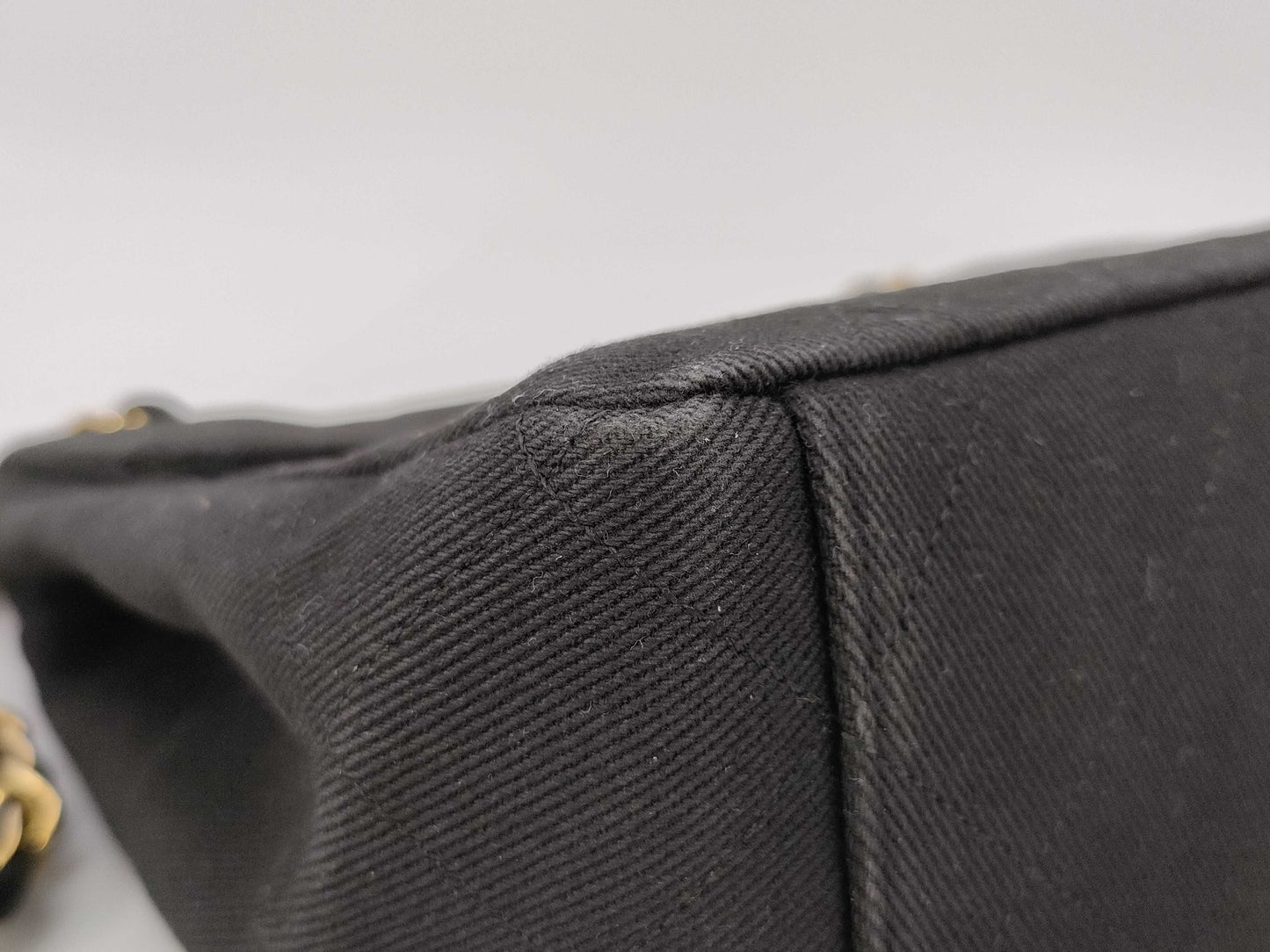 CHANEL Deca Matelasse Black Denim Canvas Chain Shoulder Bag with Seal, #1