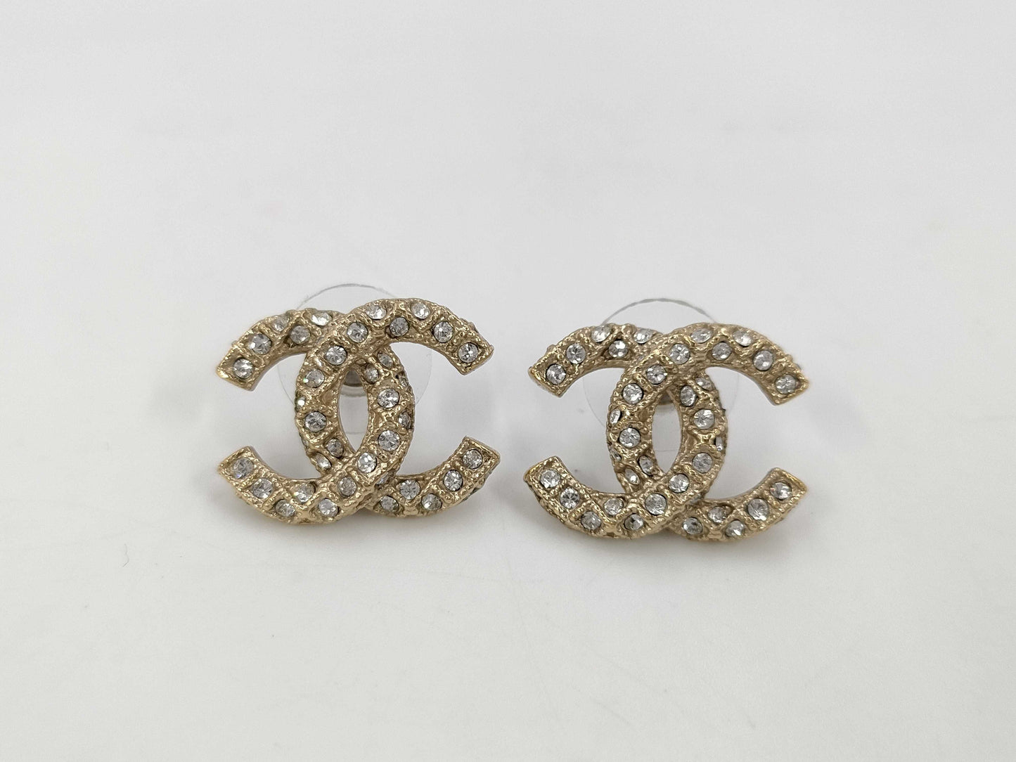 CHANEL Coco Mark x Rhinestone Earrings A20K Box Earrings