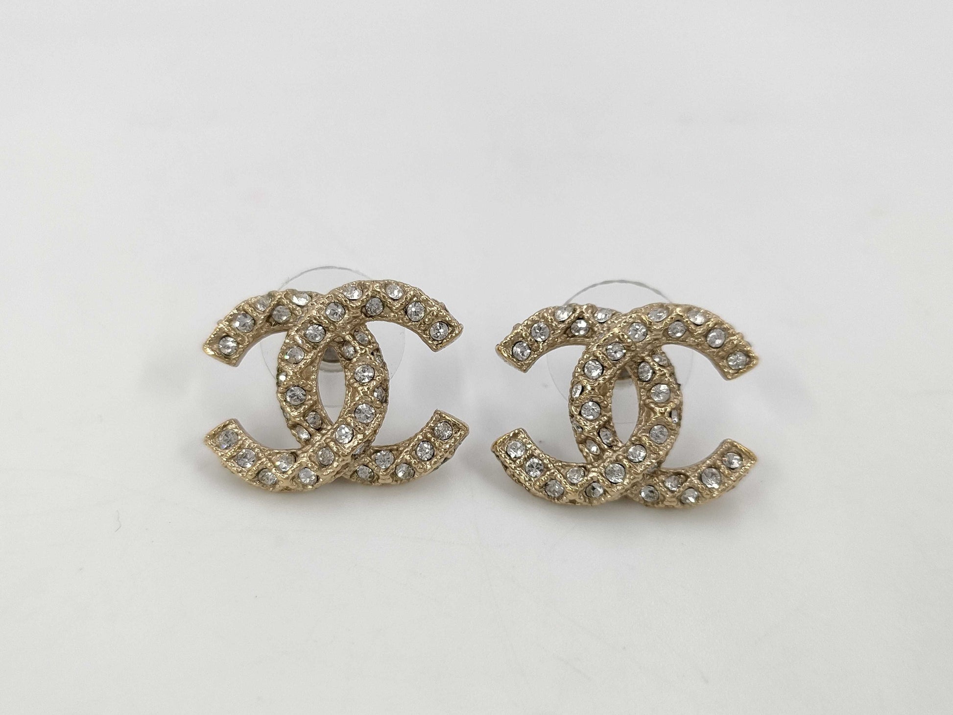 CHANEL Coco Mark x Rhinestone Earrings A20K Box Earrings
