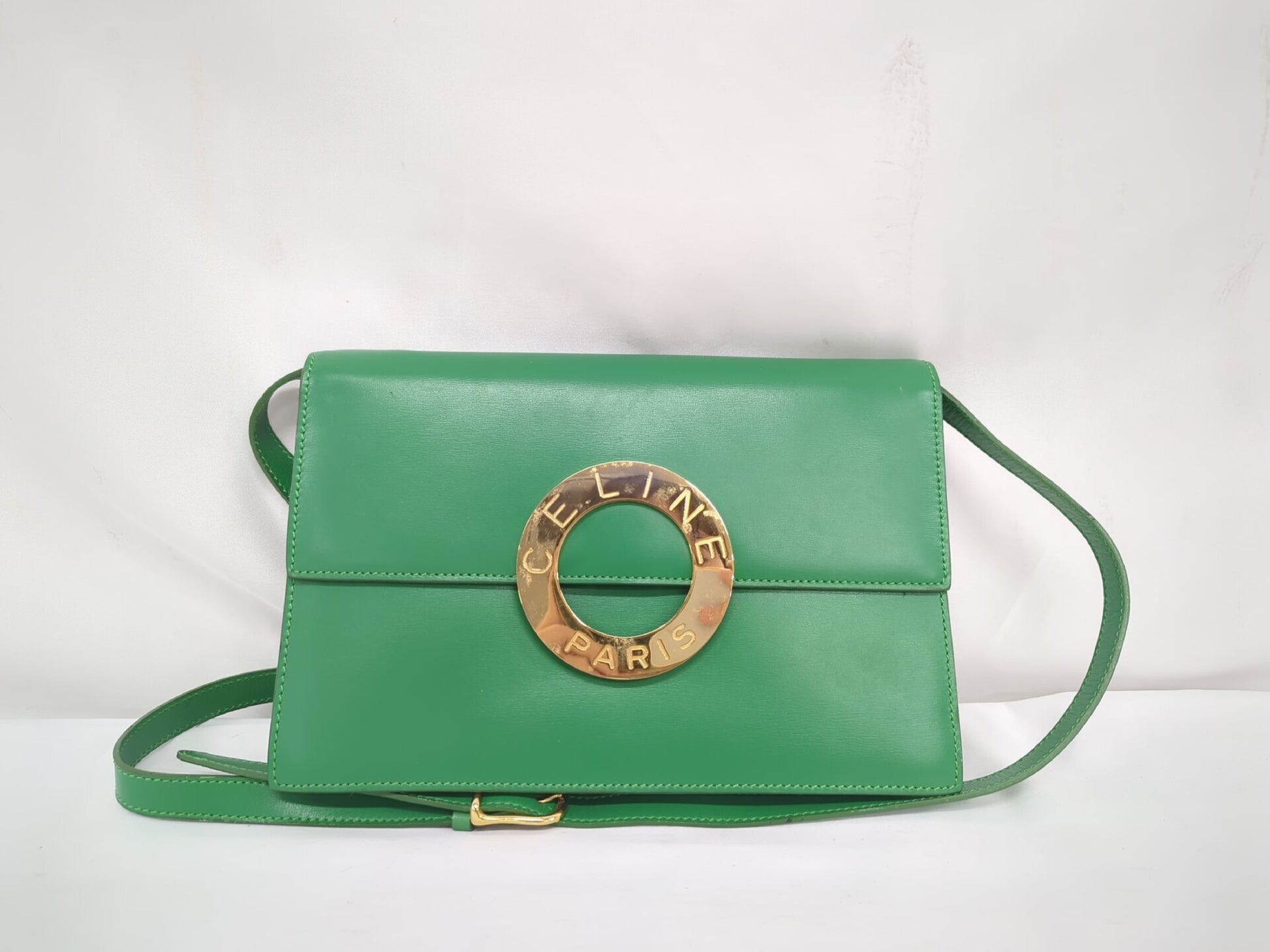 CELINE Circle Fittings Green Shoulder Bag