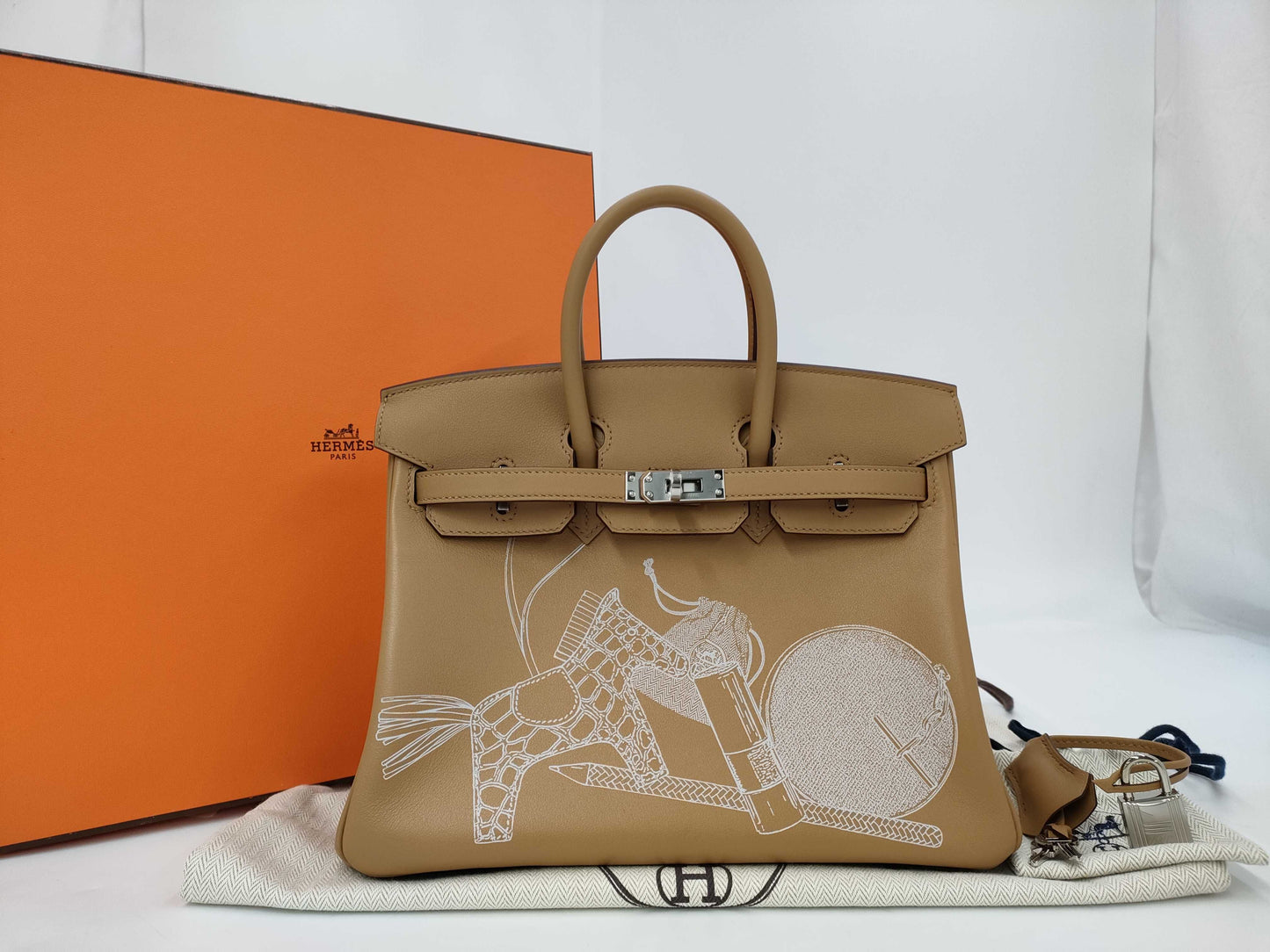 HERMES Birkin 25 Silver Fittings B-Engraved Bag