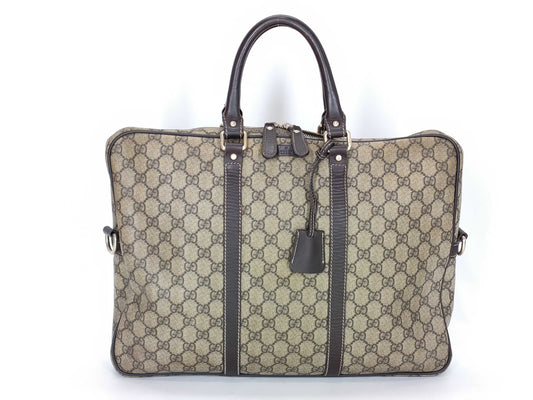 GUCCI GG Supreme GUCCI GG Pattern PVC Briefcase Leather Business Bag
