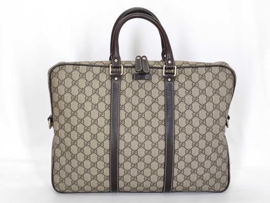 GUCCI GG Supreme GUCCI GG Pattern PVC Briefcase Leather Business Bag