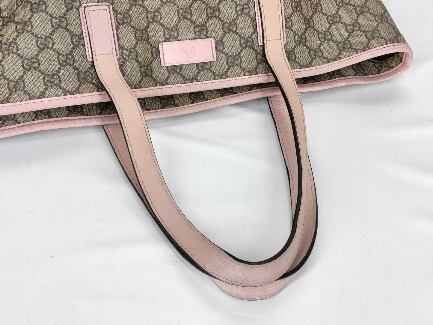 GUCCI GG Supreme GUCCI GG Pattern PVC Tote Bag Pink Leather Tote Bag