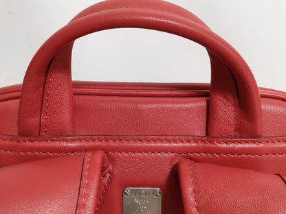 MCM MCM Logo Backpack Rucksack Red Leather Silver Hardware Rucksack