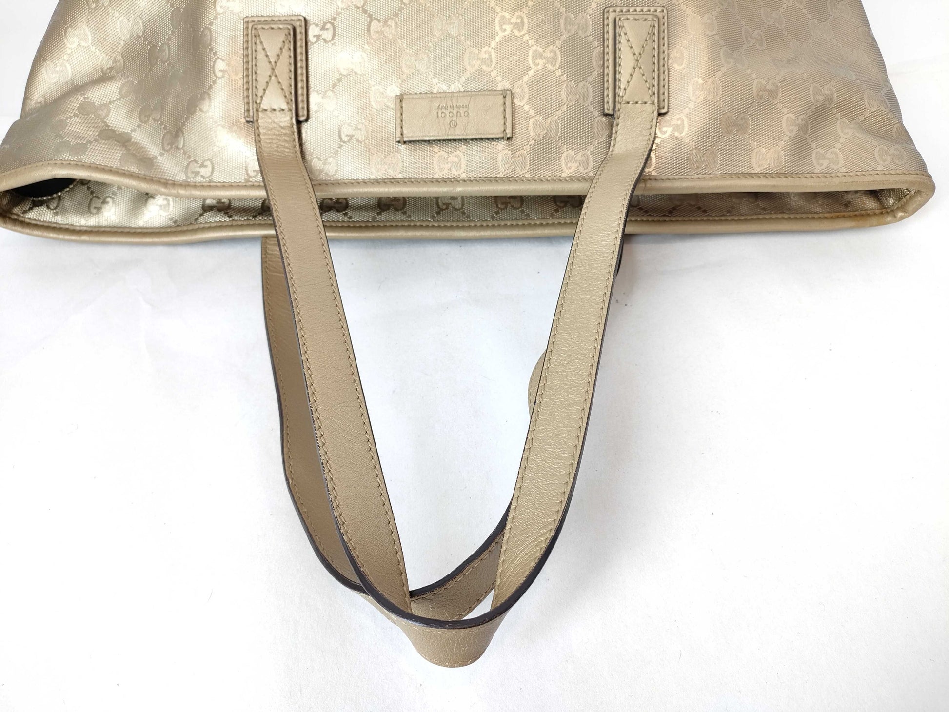 GUCCI GG GUCCI Gucci GG Pattern Tote Bag Beige Leather Tote Bag