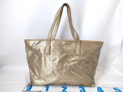 GUCCI GG GUCCI Gucci GG Pattern Tote Bag Beige Leather Tote Bag