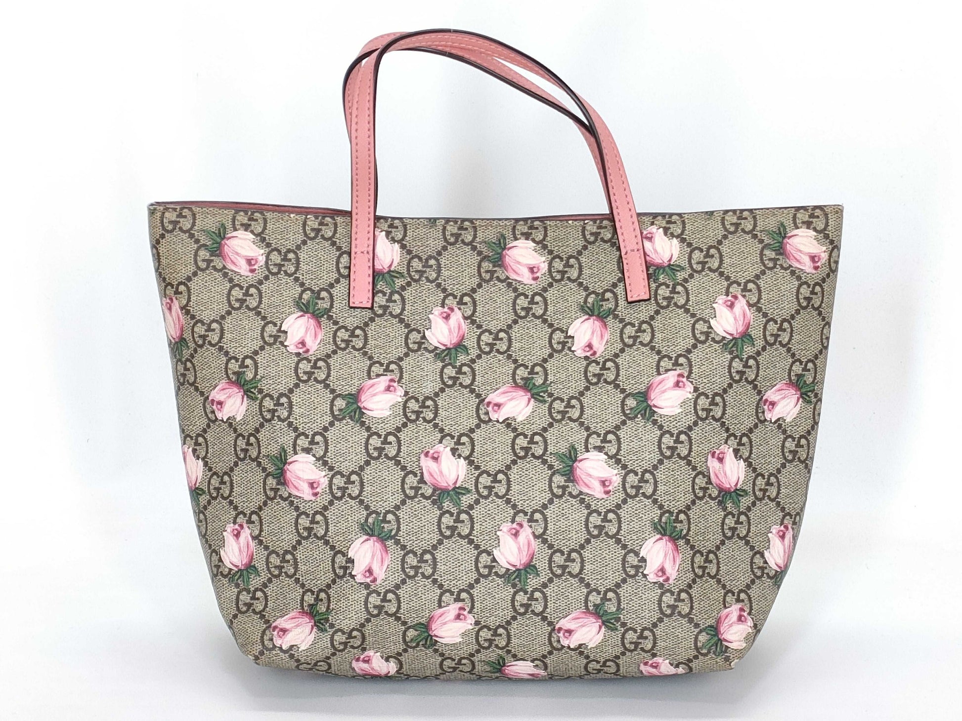 GUCCI GG Supreme GUCCI Gucci GG Pattern Floral Tote Bag Pink Tote Bag