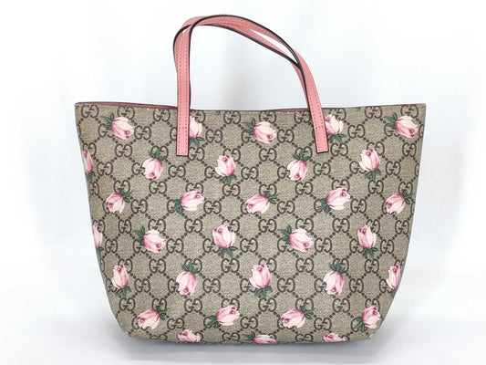 GUCCI GG Supreme GUCCI Gucci GG Pattern Floral Tote Bag Pink Tote Bag
