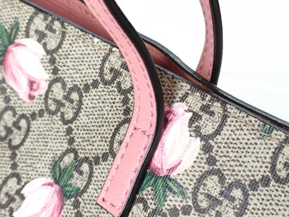 GUCCI GG Supreme GUCCI Gucci GG Pattern Floral Tote Bag Pink Tote Bag