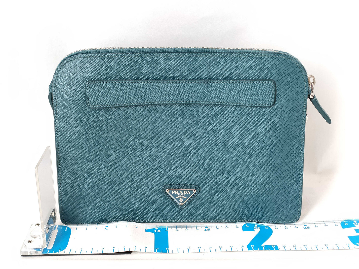 PRADA PRADA Prada Safiano Pouch Clutch Bag Blue Second Bag