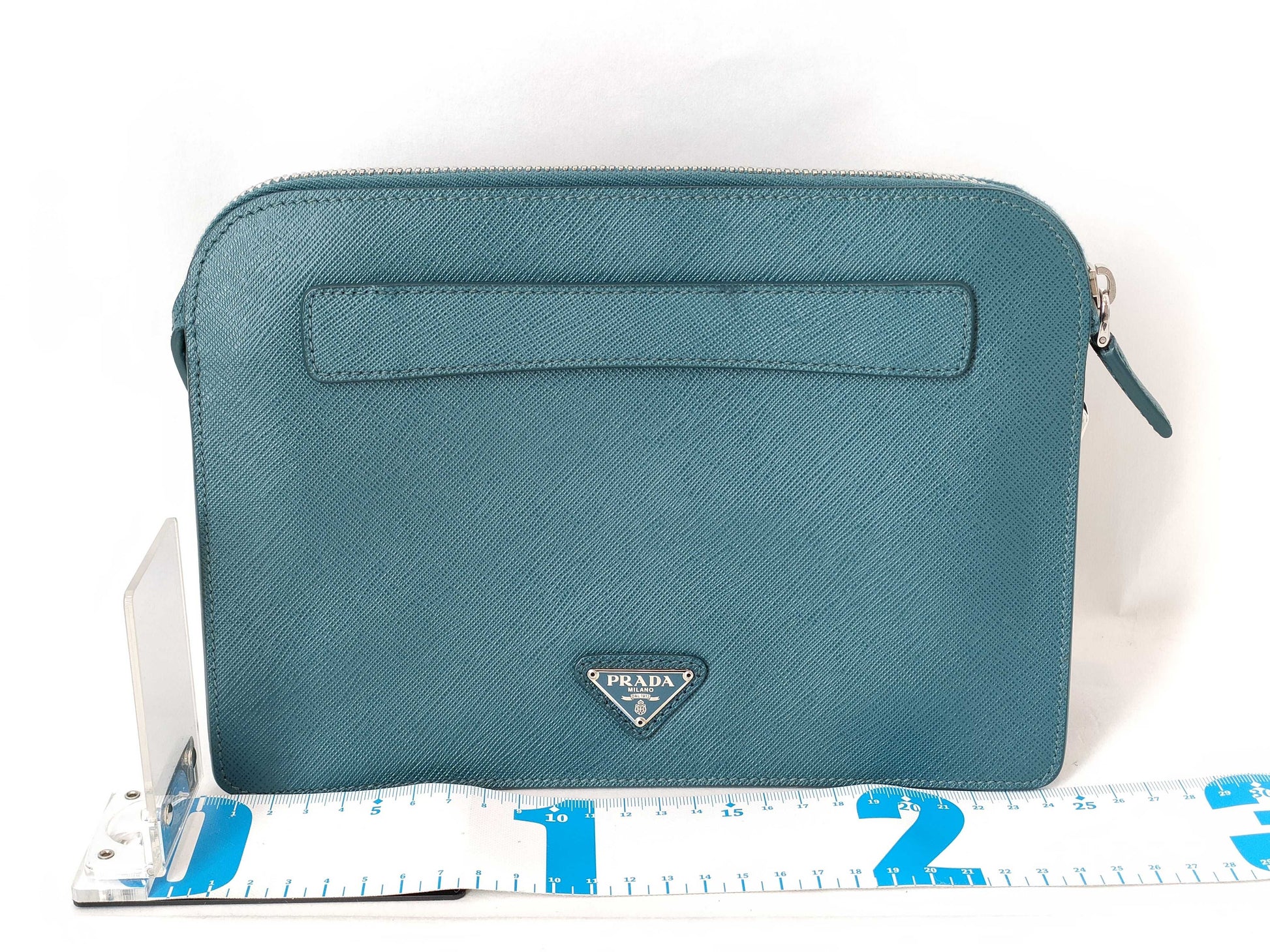 PRADA PRADA Prada Safiano Pouch Clutch Bag Blue Second Bag