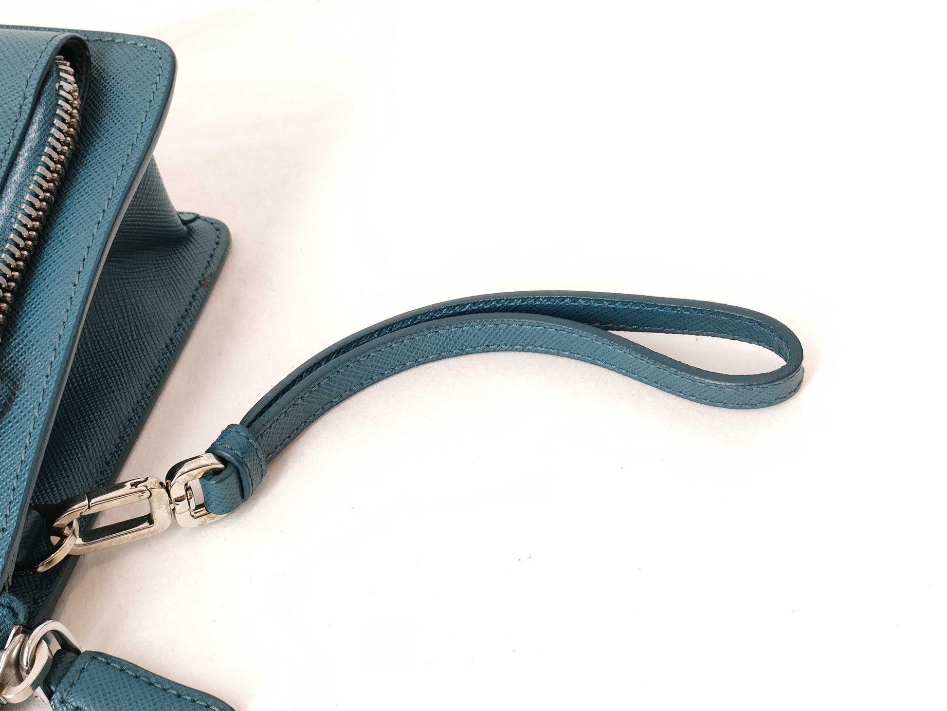 PRADA PRADA Prada Safiano Pouch Clutch Bag Blue Second Bag