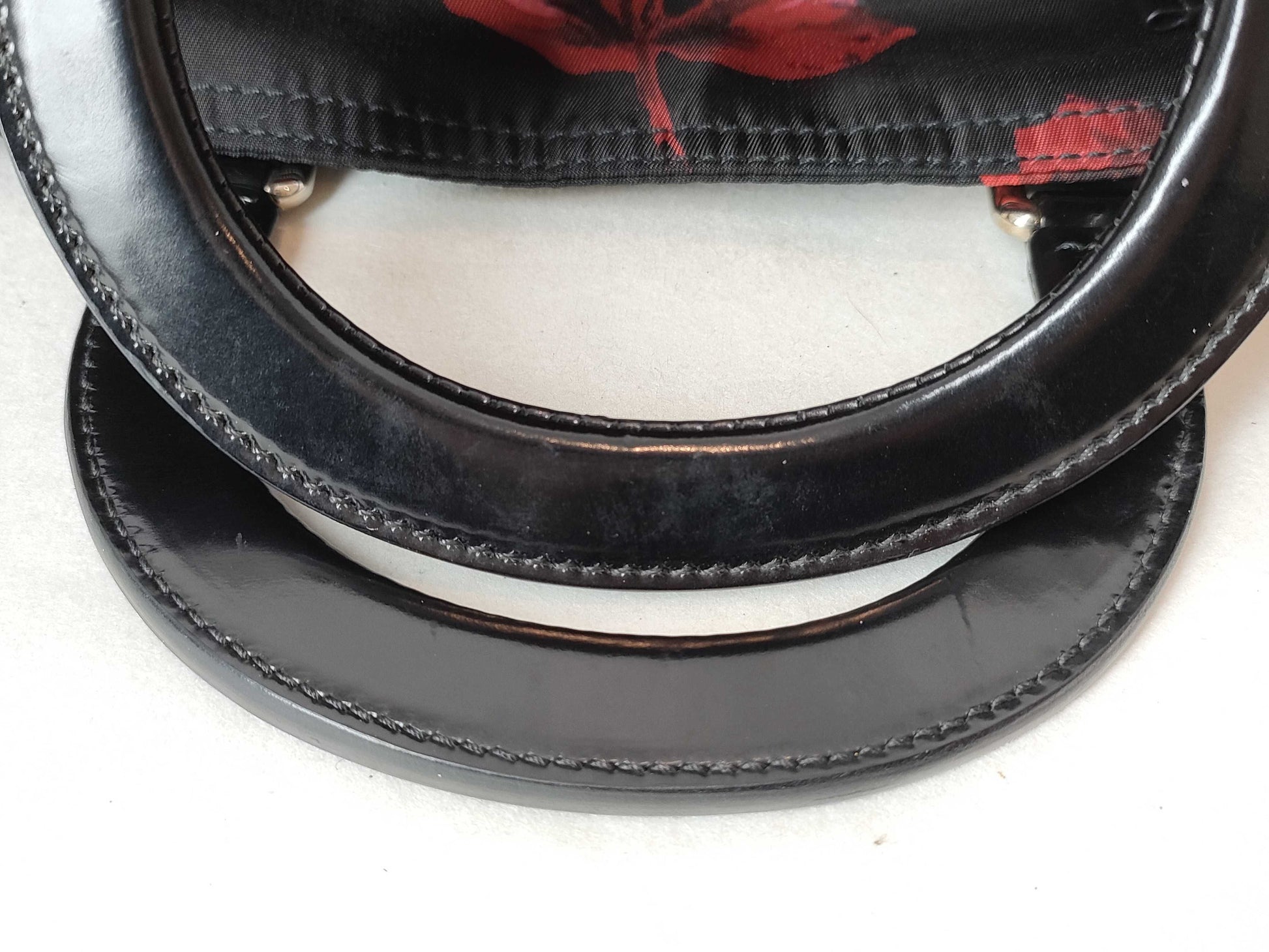 PRADA Nylon PRADA Prada Floral Nylon Handbag Black Red Handbag