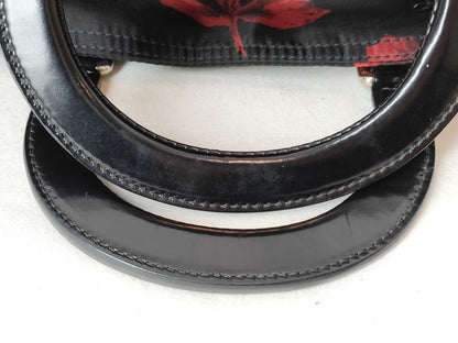 PRADA Nylon PRADA Prada Floral Nylon Handbag Black Red Handbag