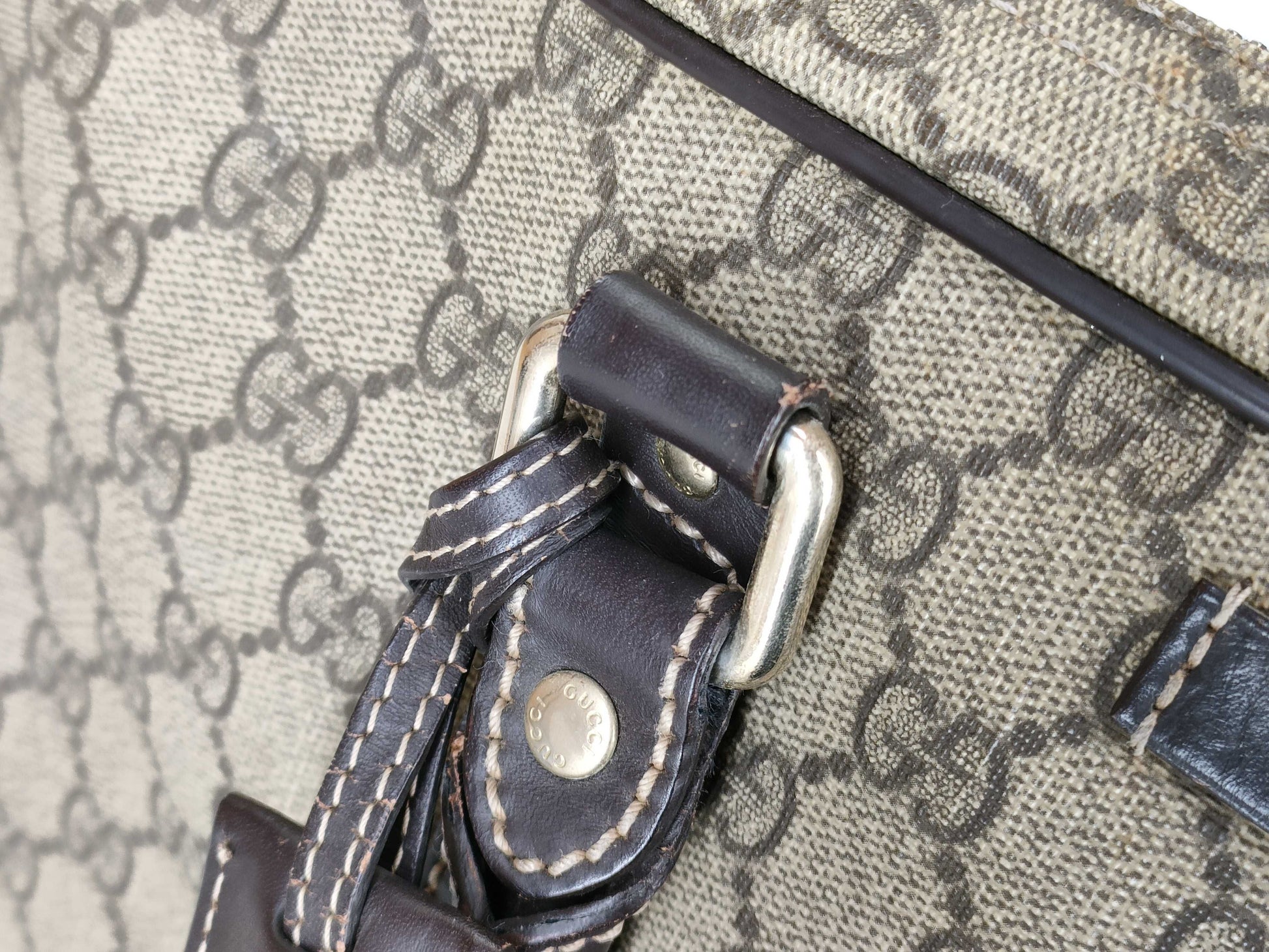 GUCCI GG Supreme GUCCI GG Pattern PVC Briefcase Leather Business Bag