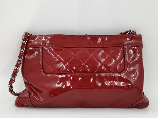 CHANEL CHANEL Enamel Chain Shoulder Bag Red Shoulder Bag