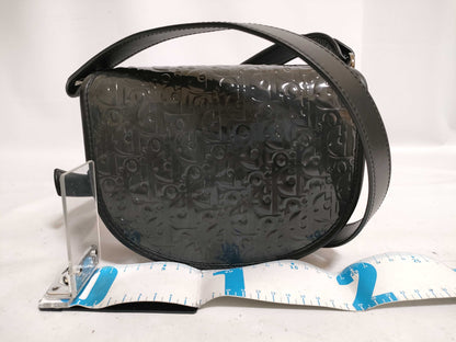 Christian Dior Trotter Saddle Bag, Enamel, Black, Shoulder Bag