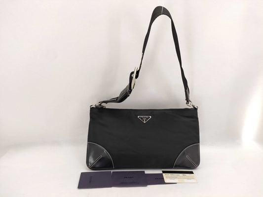 PRADA Nylon Prada Nylon One Shoulder Bag Logo Plate Shoulder Bag