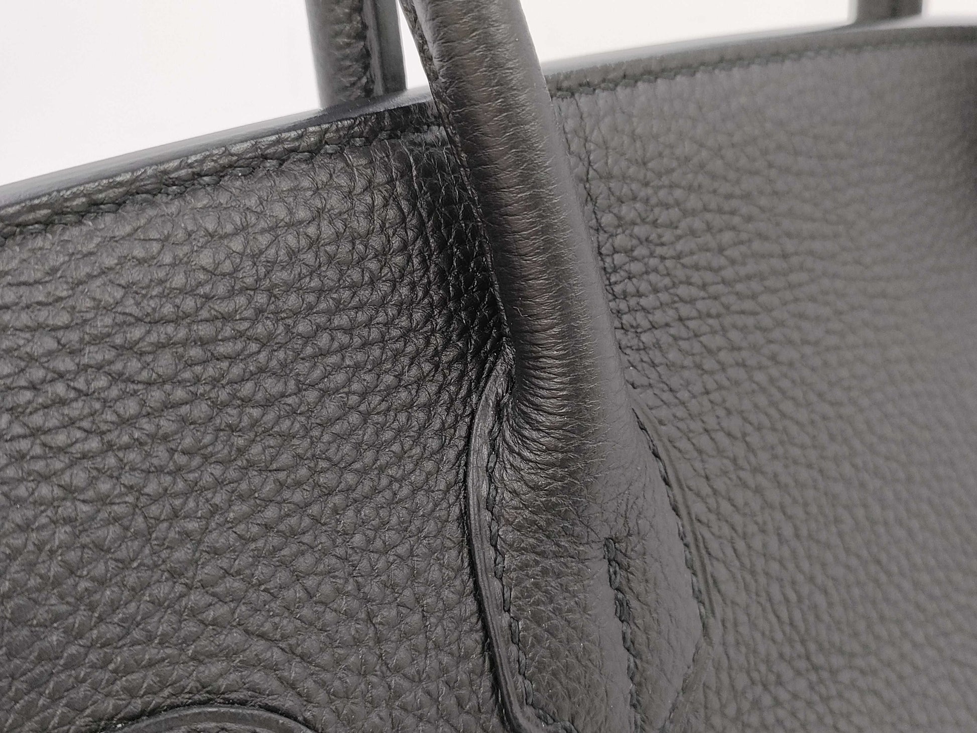 HERMES Birkin 30 Black Silver Fittings □R Engraved Topo