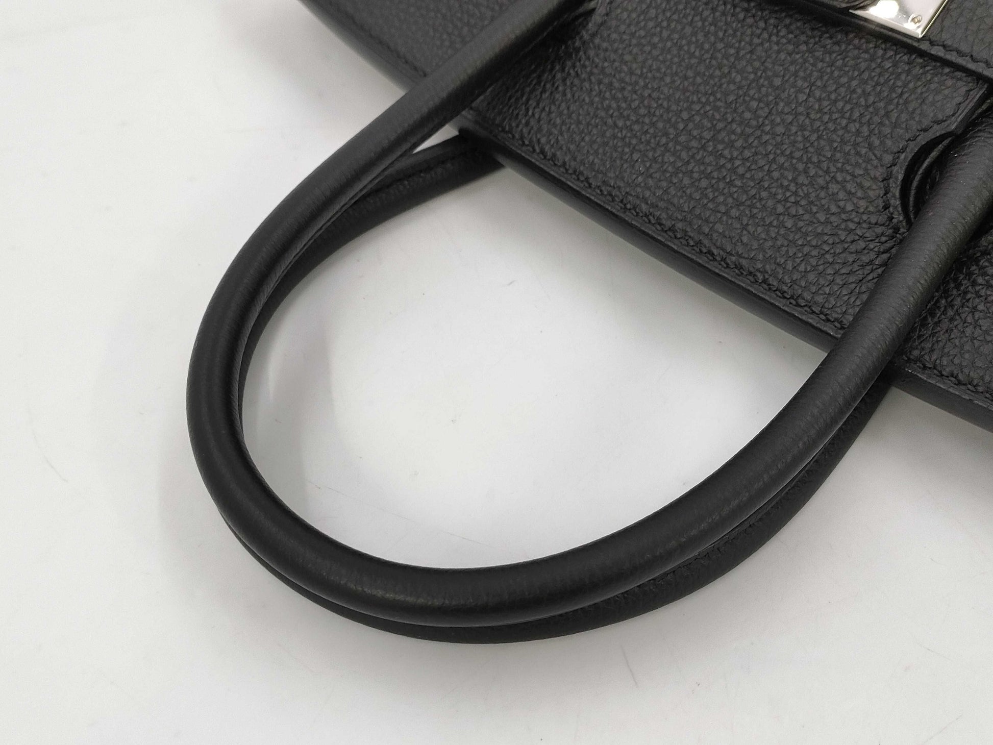 HERMES Birkin 30 Black Silver Fittings □R Engraved Topo