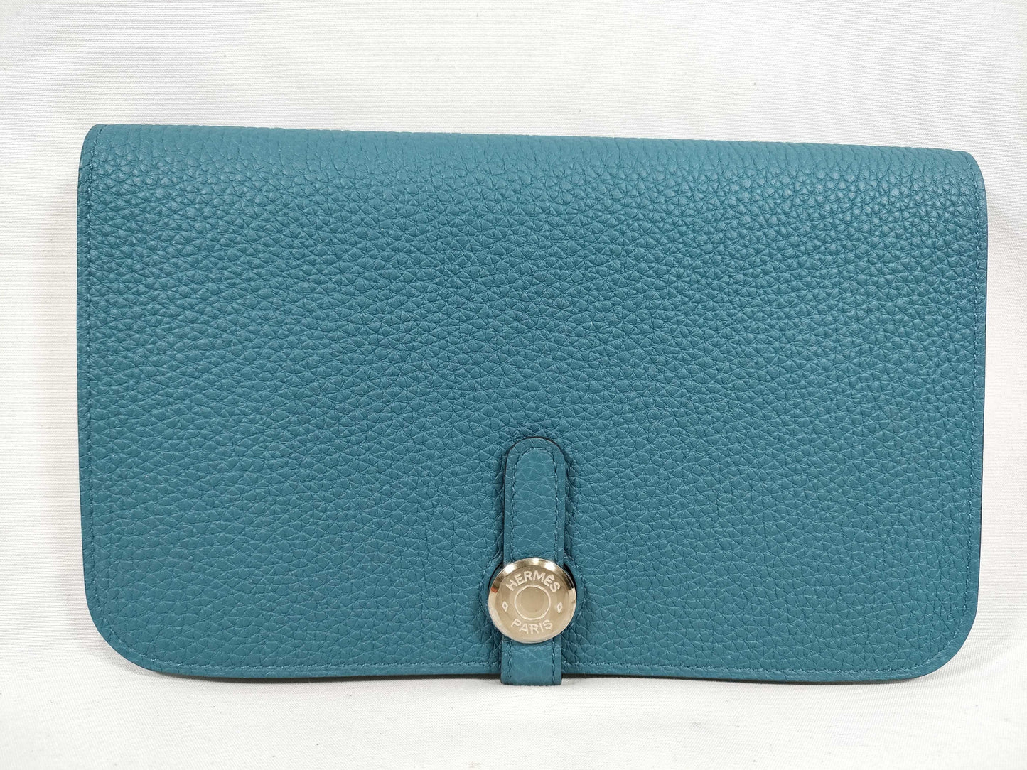 HERMES Dogon Hermes Dogon Blue A-Engraved Wallet