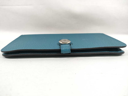 HERMES Dogon Hermes Dogon Blue A-Engraved Wallet