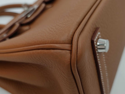 HERMES Birkin 25 Togo Gold SV Hardware K-Engraved Handbag