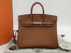 HERMES Birkin 25 Togo Gold SV Hardware K-Engraved Handbag