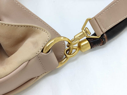 GUCCI Bamboo Gucci 2-way Bag Beige Handbag