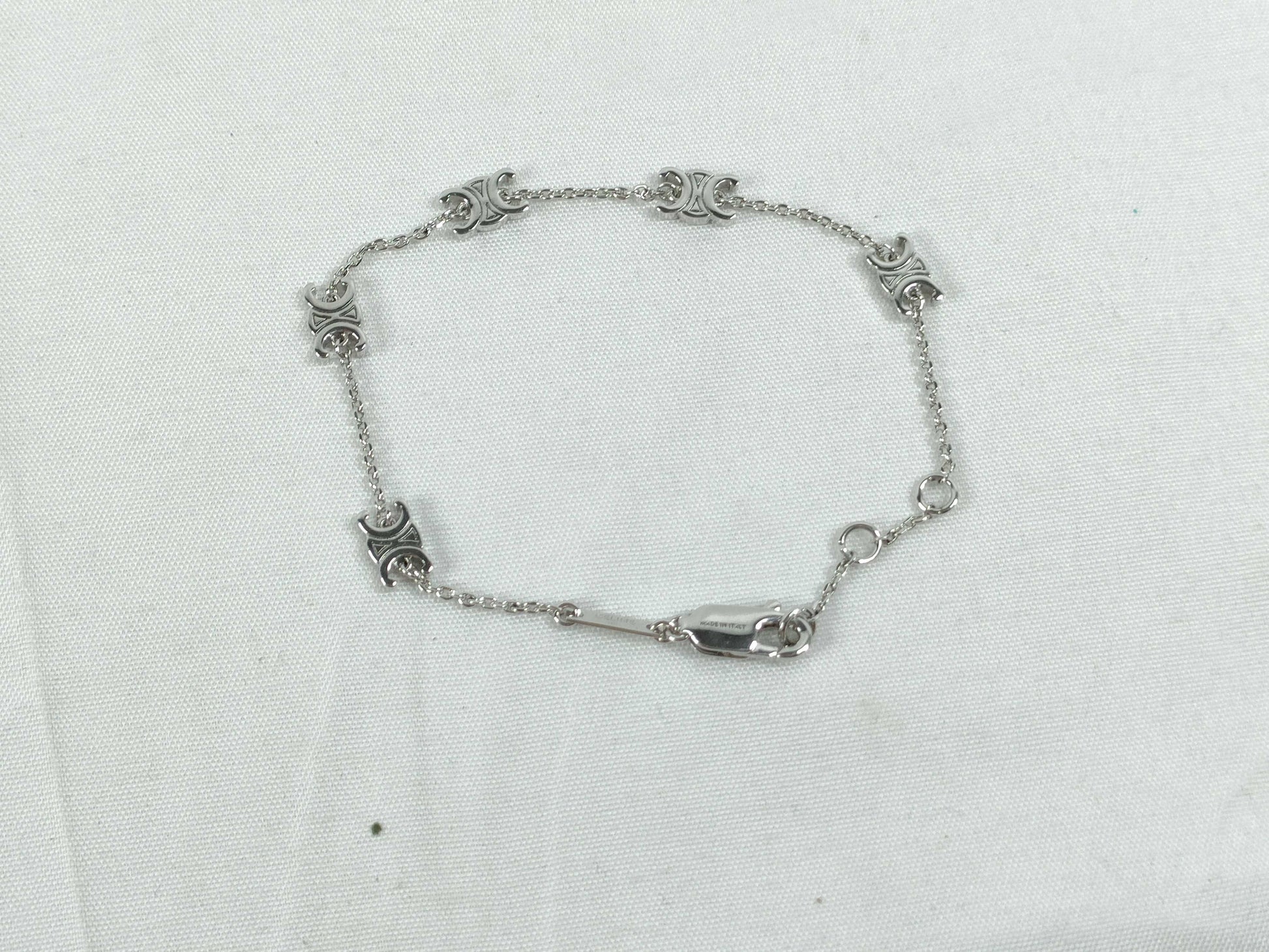 CELINE Triomphe WTT1265 Necklace GPx Rhinestone Silver Bracelet Bangle