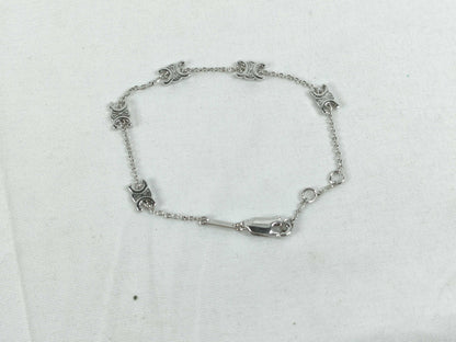 CELINE Triomphe WTT1265 Necklace GPx Rhinestone Silver Bracelet Bangle